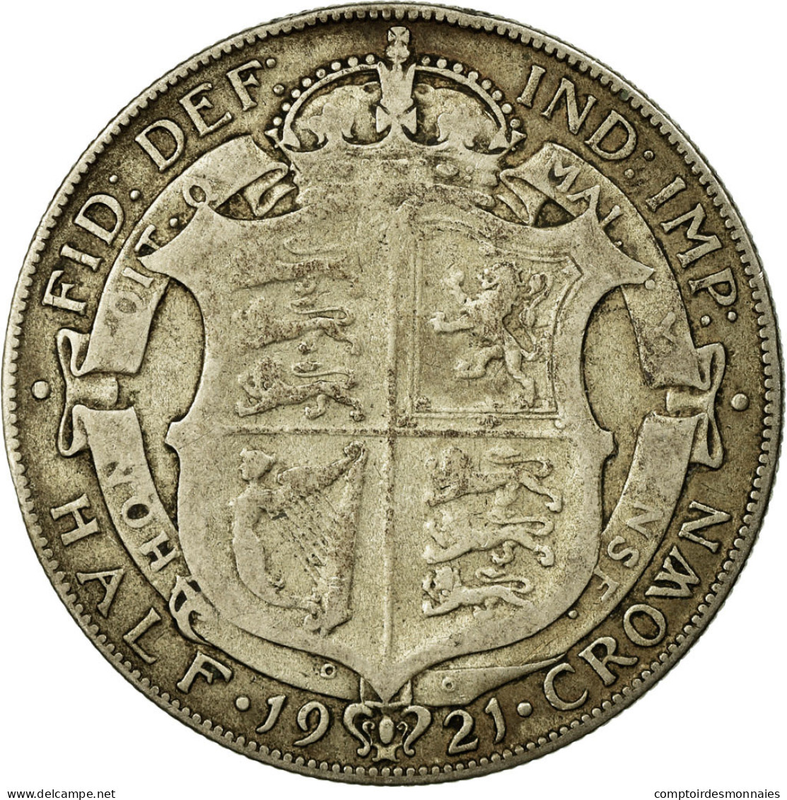 Monnaie, Grande-Bretagne, George V, 1/2 Crown, 1921, TB, Argent, KM:818.1a - K. 1/2 Crown