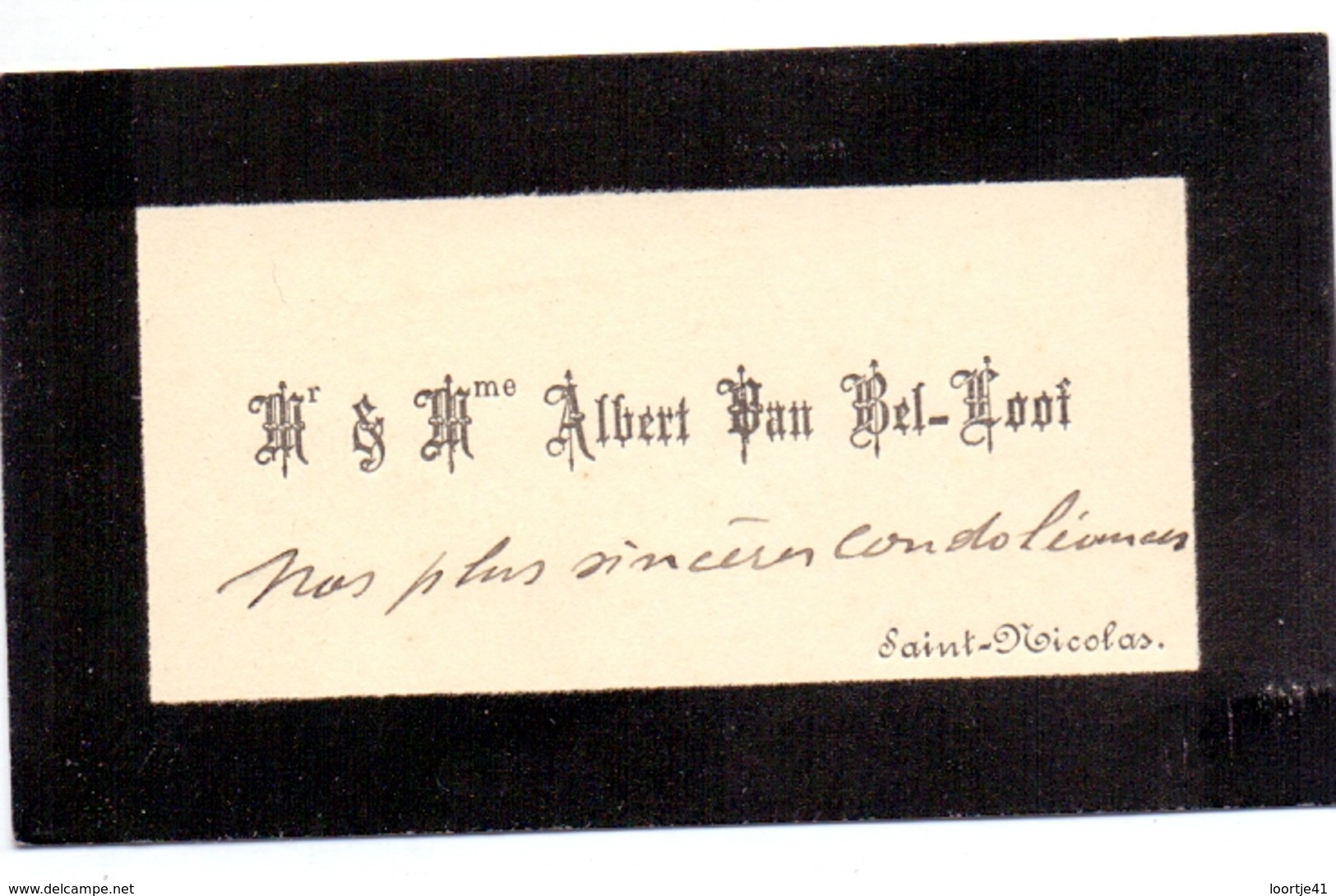 Visitekaartje - Carte Visite - Mr & Mme Albert Van Bel - Loof - Saint Nicolas - Sint Niklaas - Cartes De Visite