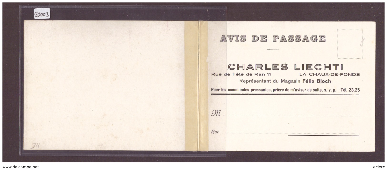 CARTE EN 2 PARTIES - LA CHAUX DE FONDS - FERME AVANT-APRES LE CYCLÔNE DE 1926 - AVIS DE PASSAGE CHARLES LIECHTI - TB - La Chaux-de-Fonds