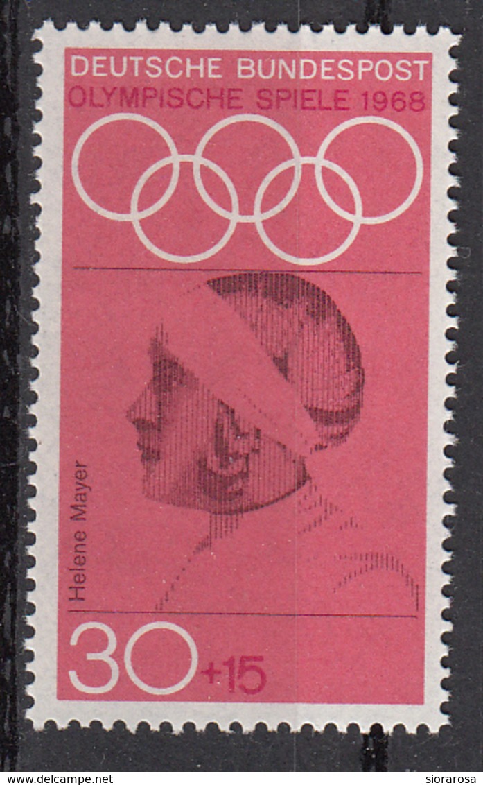 Germania 1968 Sc. B436 Helene Mayer Fencer Fioretto Argento Oimpiadi Berlino 1936 Nuovo MNH - Estate 1936: Berlino
