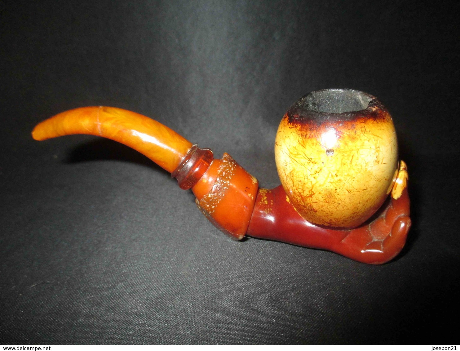 Ancienne Pipe En Forme De Main écume De Mer Sculpté Fin XIX ème - Pipes En écume