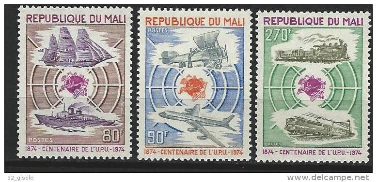 Mali YT 218 à 220  " Centenaire De L'U.P.U. " 1974 Neuf** - Mali (1959-...)