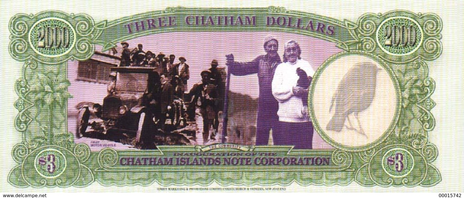 NewZealand ChathamIslands 3 $ 1999A (2000)  P-NL UNC - Nouvelle-Zélande