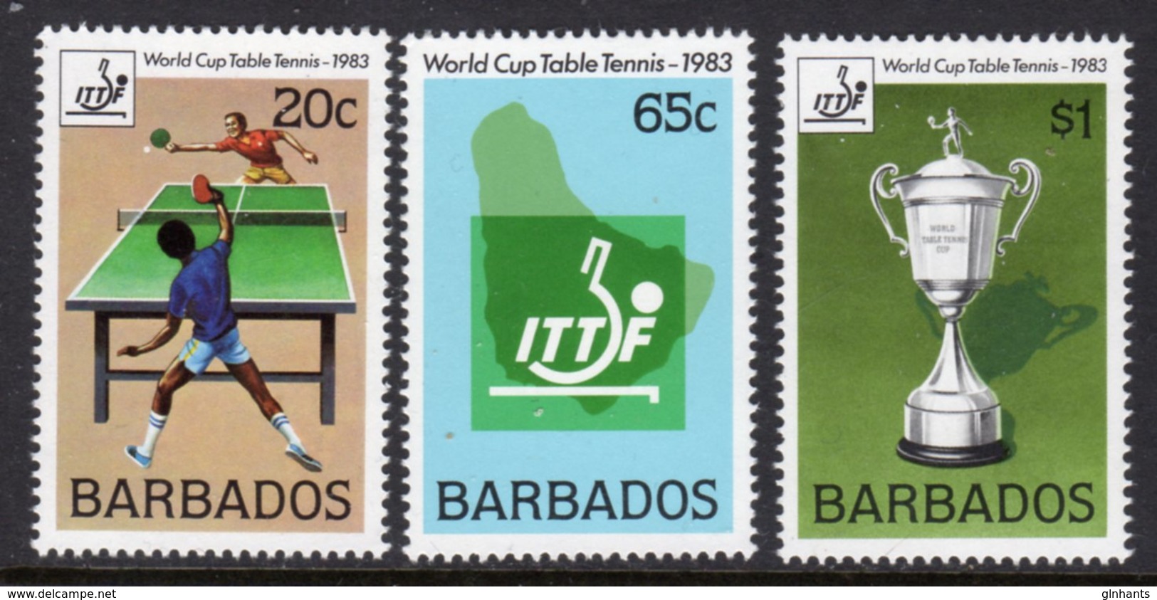 BARBADOS - 1983 TABLE TENNIS SET (3V) FINE MNH ** SG 734-736 - Barbados (1966-...)