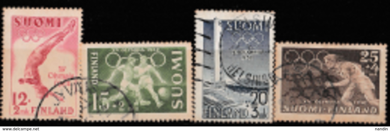 1952 HELSINKI OLYMPIC USED STAMP SET  FROM FINLAND /SPORTS / DIVING/FOOTBALL/STADIUM /ATHLETICS - Sommer 1952: Helsinki