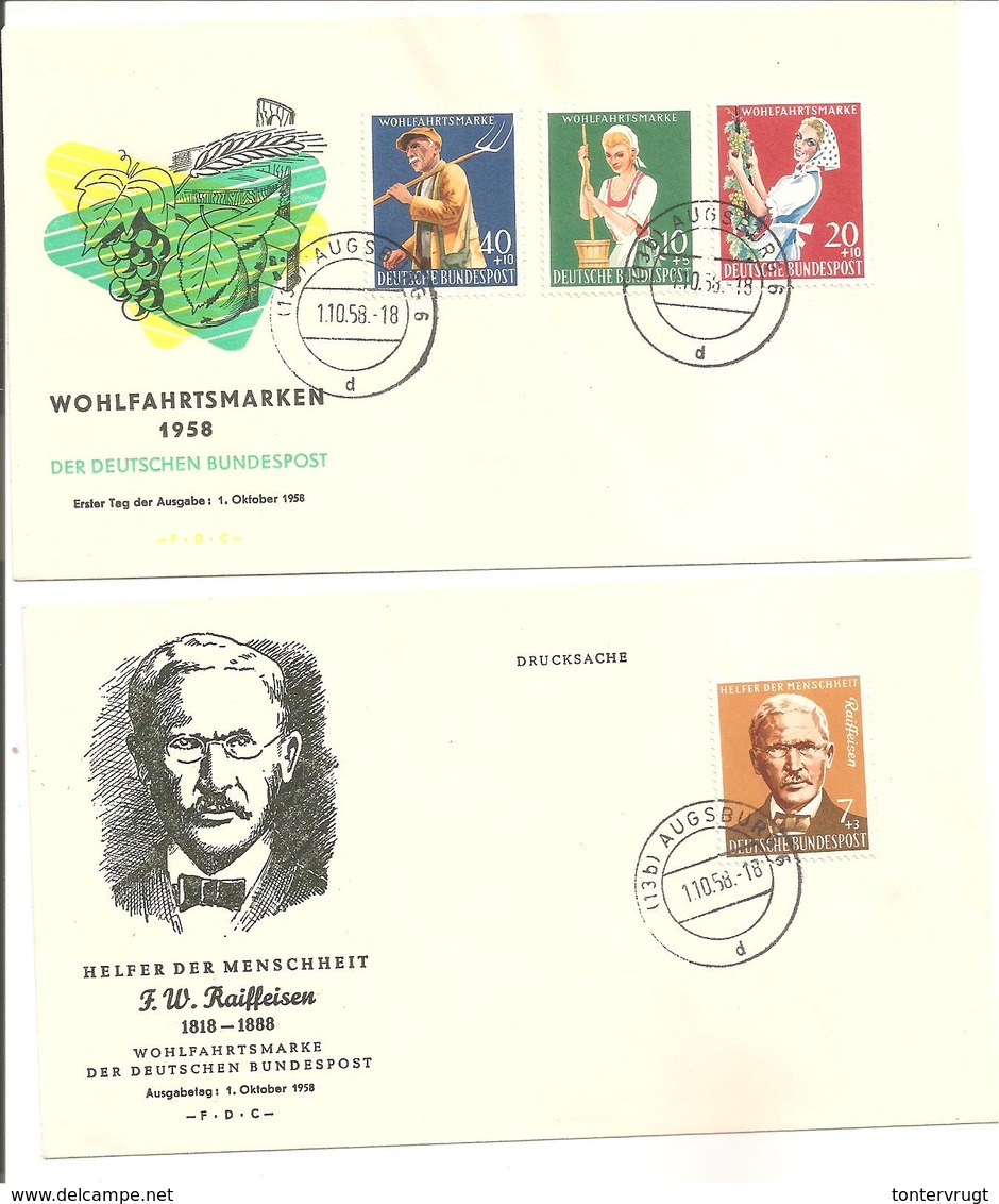 F.D.C. Wohlfahrtsmarken 1958 - Lettres & Documents