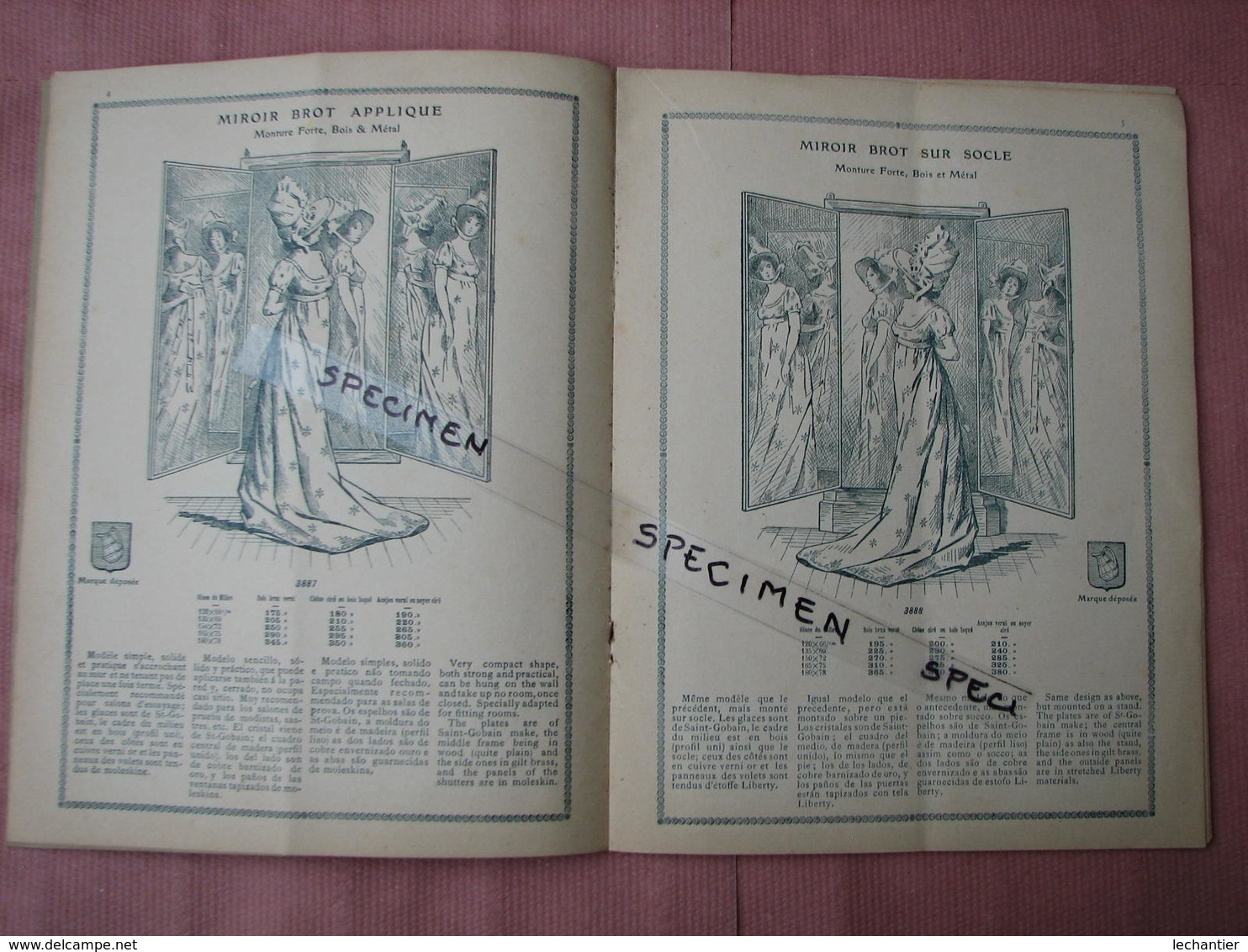 Miroir Brot Catalogue 1905 Nombreux Clichés, Miroir,psychés,coiffeuses,etc Superbe - 1900 – 1949