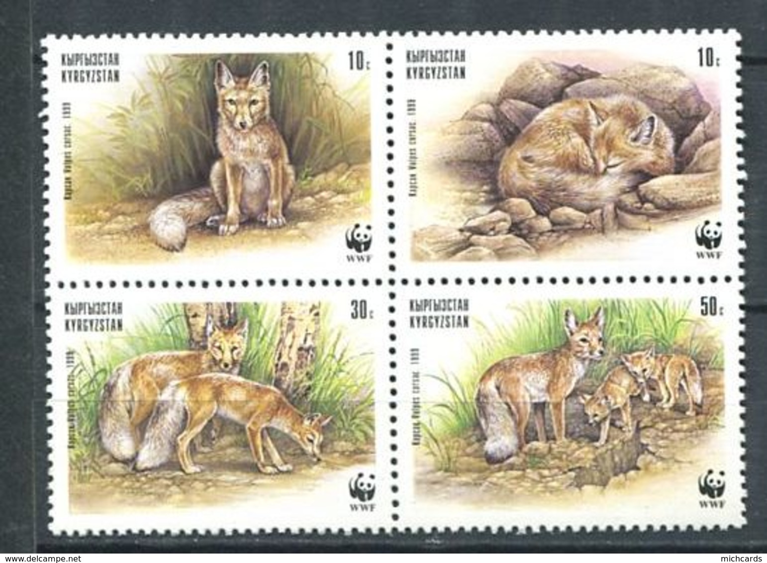 241 KIRGHIZSTAN 1999 - Yvert 135/38 - Renard WWF - Neuf ** (MNH) Sans Trace De Charniere - Kirghizistan