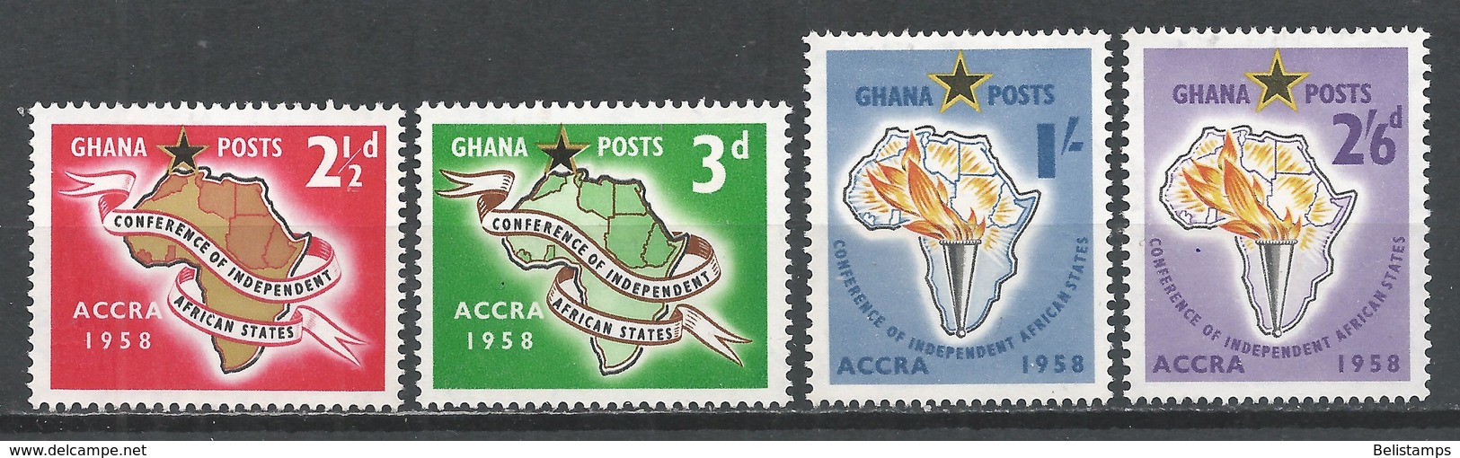 Ghana 1958. Scott #21-4 (M) Ist Conf. Of Independent African States, Accra ** Complet Set - Ghana (1957-...)