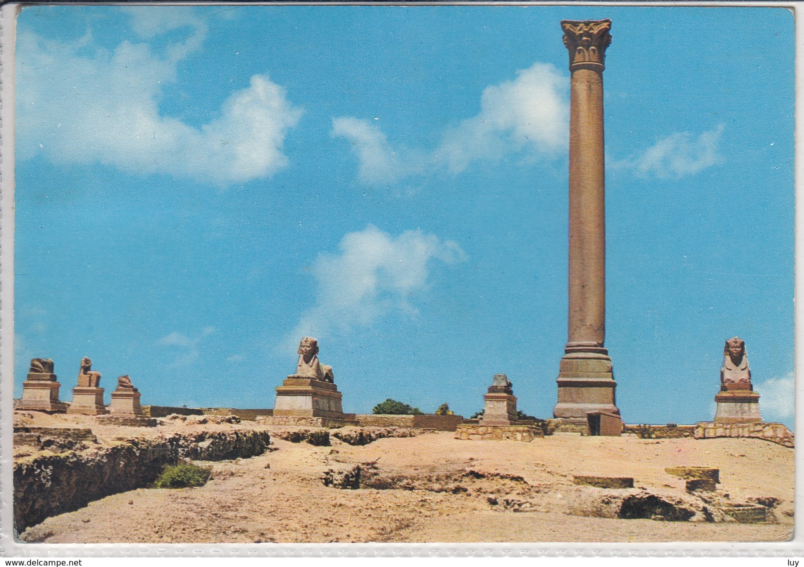 UAR NICE STAMPS ON POSTCARD ALEXANDRIA EGYPT  POMPEY'S PILLAR - United Arab Emirates (General)