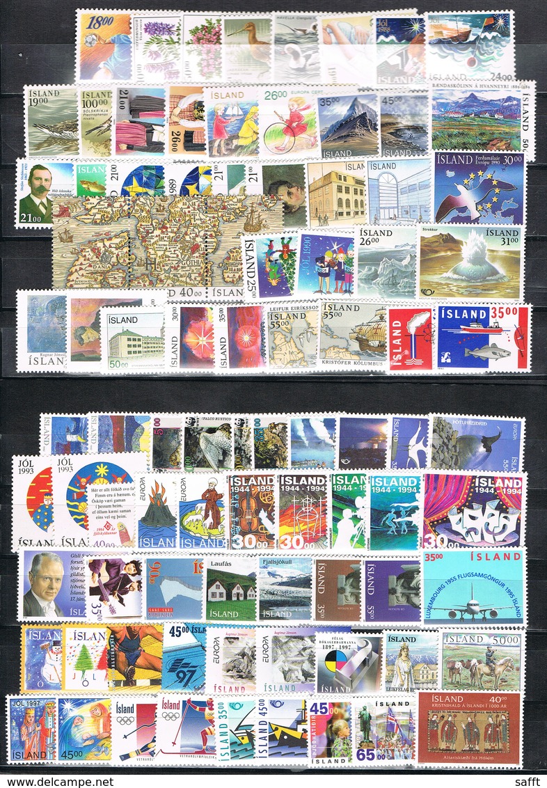 Lot Island Postfrisch Ab 1993 Mit Blocks, Ca. 7500 Kronen Frankaturwert - Collections, Lots & Séries