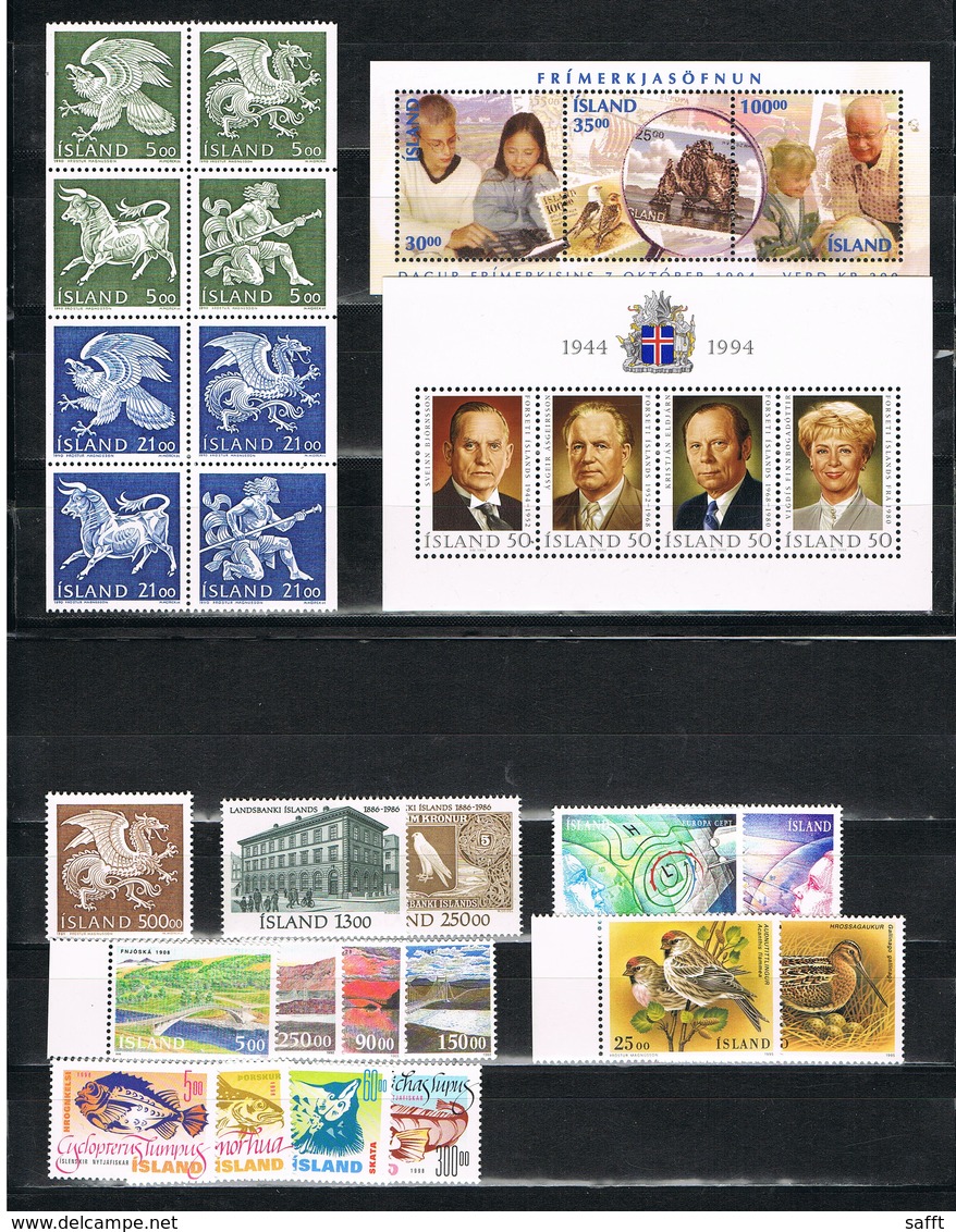 Lot Island Postfrisch Ab 1993 Mit Blocks, Ca. 7500 Kronen Frankaturwert - Collections, Lots & Séries