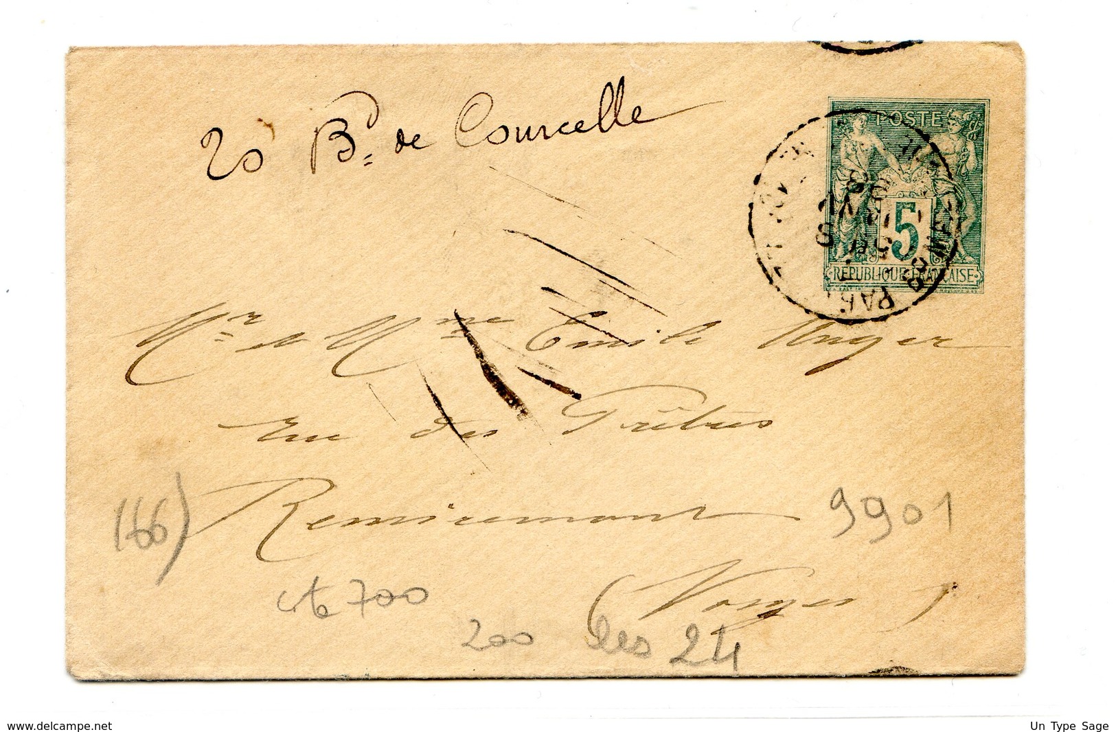 France - Entier Postal Type Sage 5c. (n°75) Oblitéré - (B1232) - Enveloppes Types Et TSC (avant 1995)