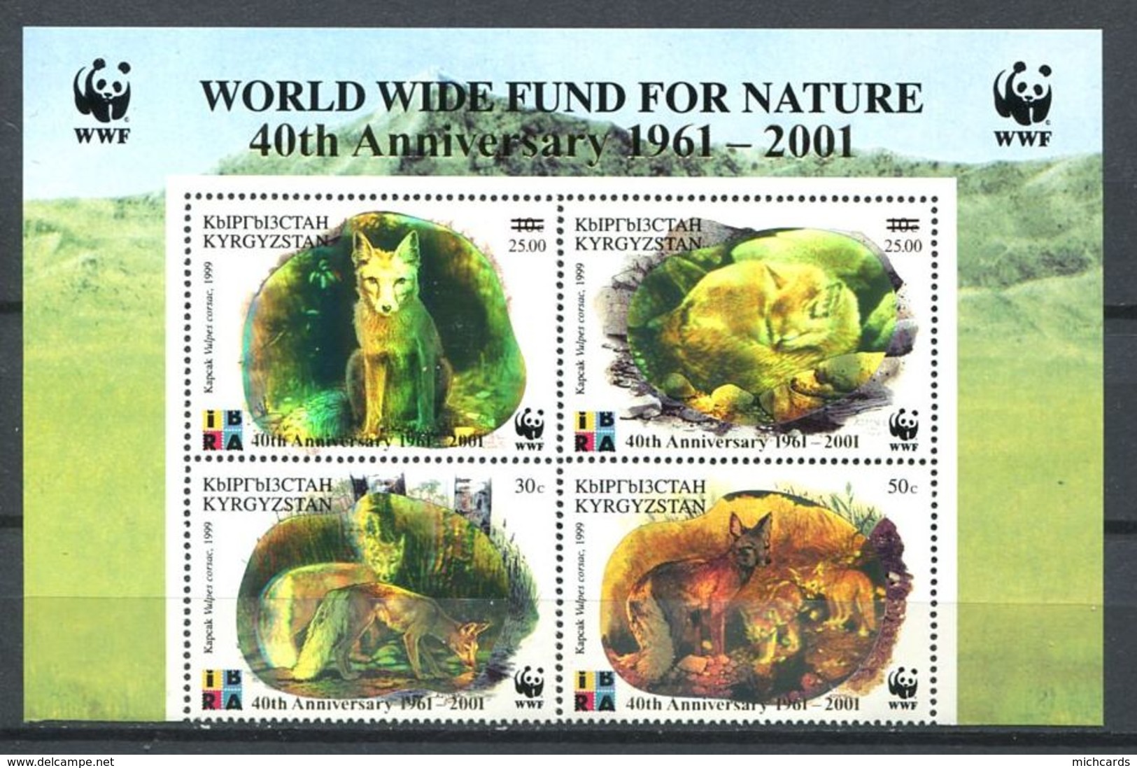 241 KIRGHIZSTAN 2001 - Yvert 177 N/R Surcharge - WWF Renard - Neuf ** (MNH) Sans Trace De Charniere - Kirghizistan