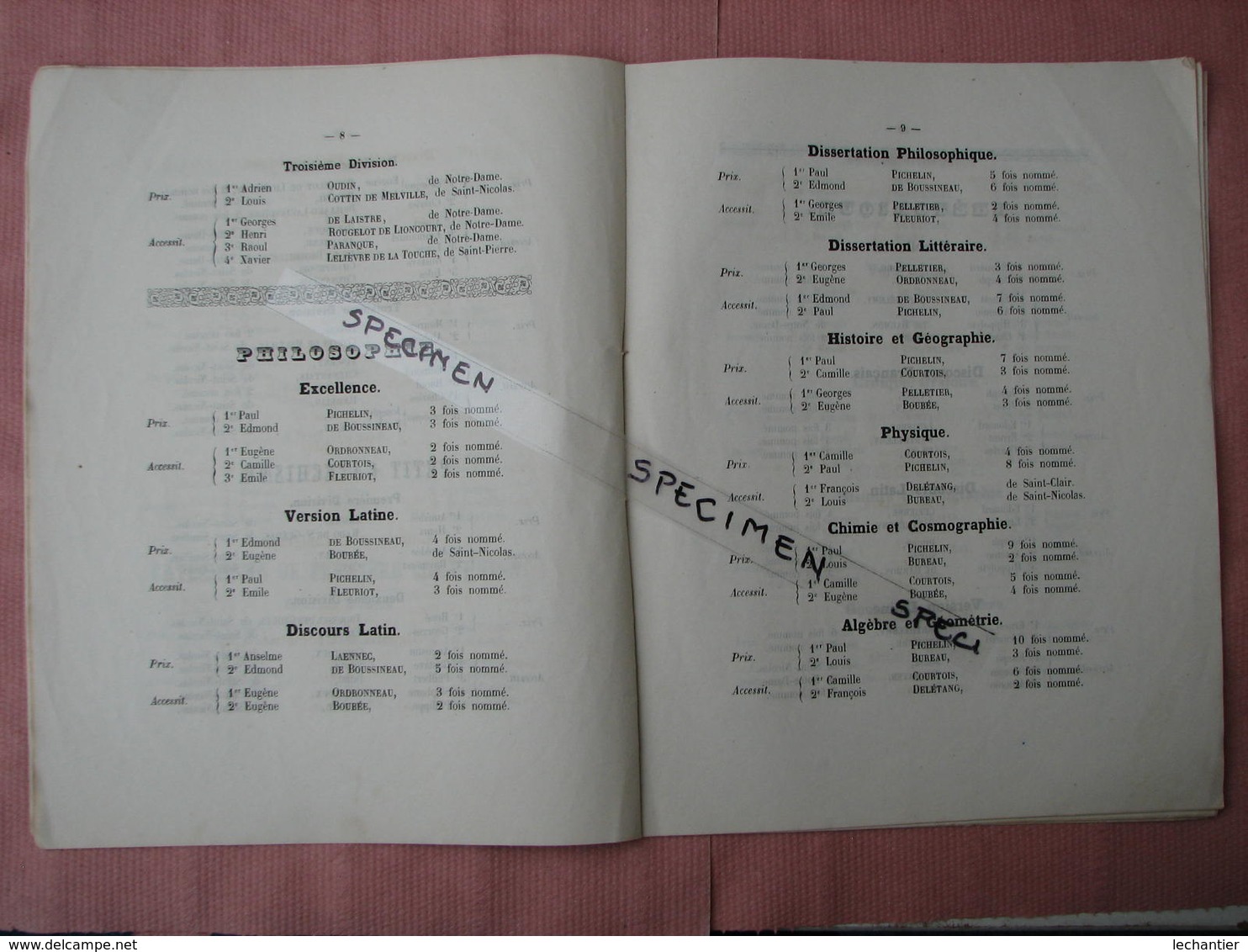 NANTES 1866 Externat Des EnfantsNantais Distribution Des Prix 42 Pages 21X27 - Autres & Non Classés