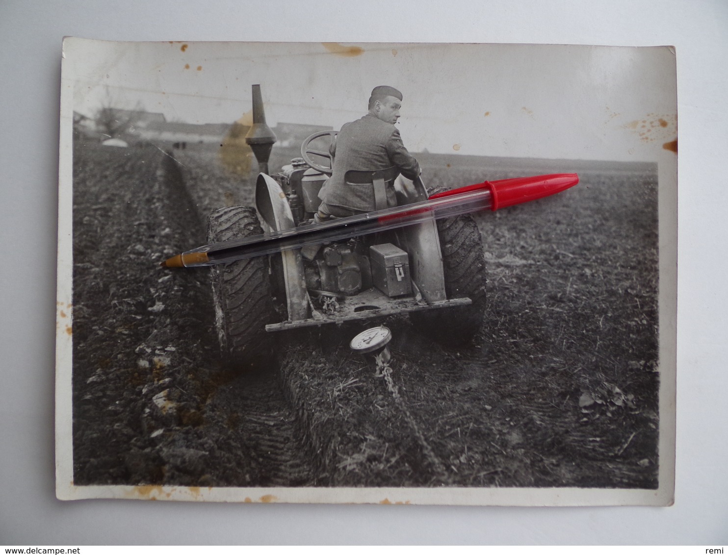 Photo Publicité 1er ESSAIS TRACTEUR Agricole 12/20 LANZ 1932 Ets M.GIBOUIN à NANGIS Agriculture Céréalier - Métiers