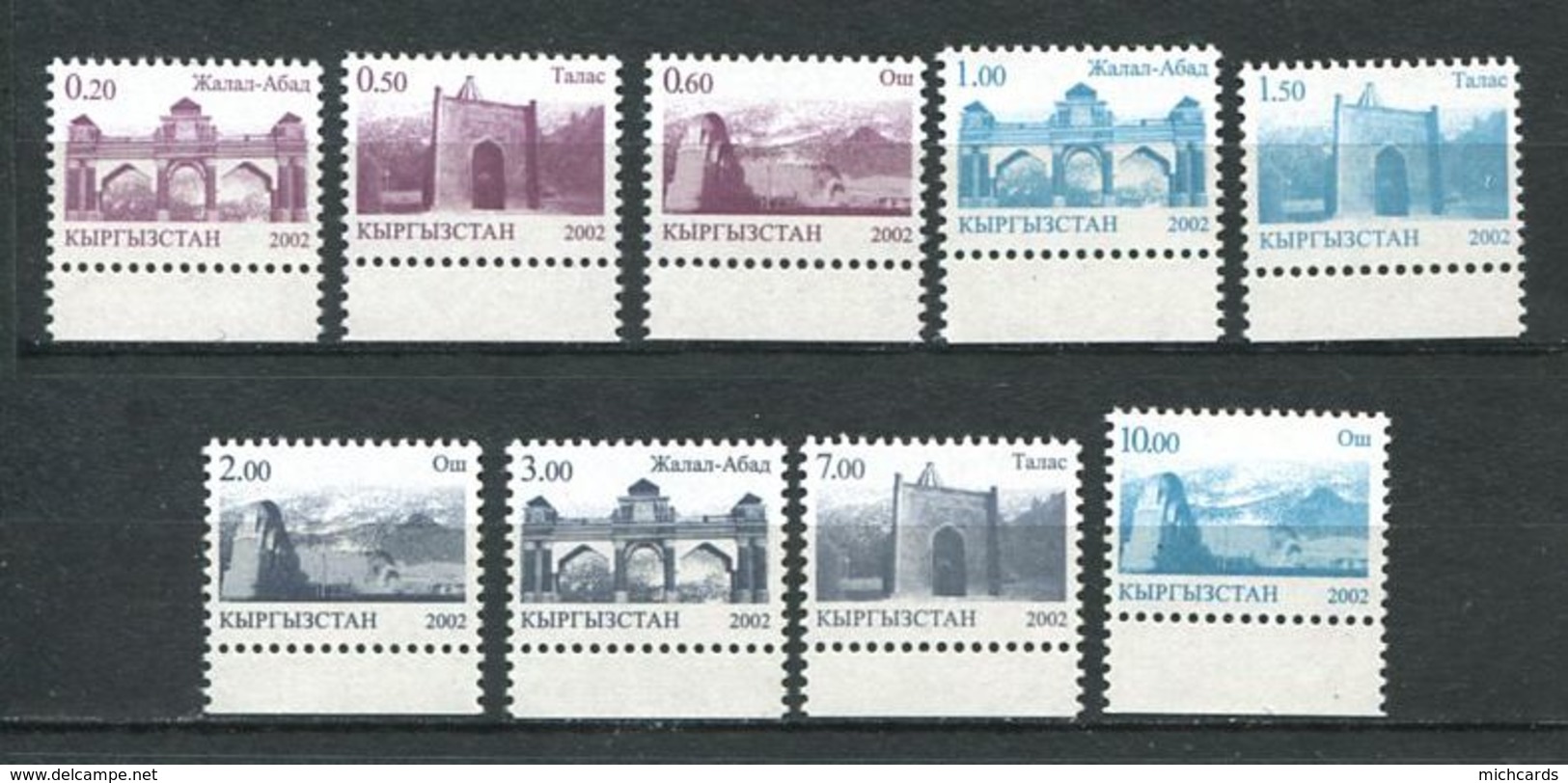 241 KIRGHIZSTAN 2002 - Yvert 214/22 - Serie Courante Edifice - Neuf ** (MNH) Sans Trace De Charniere - Kirghizistan