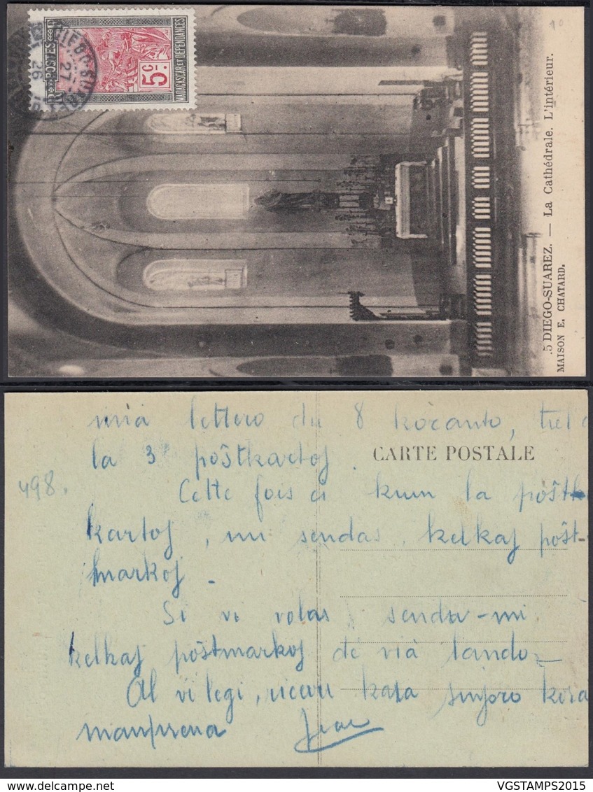 Madagasgar 1926- CP Voyagée  " Diégo-Suarez - La Cathédrale. L'intérieur Maison E. Chatard "(6G) DC1037 - Madagascar