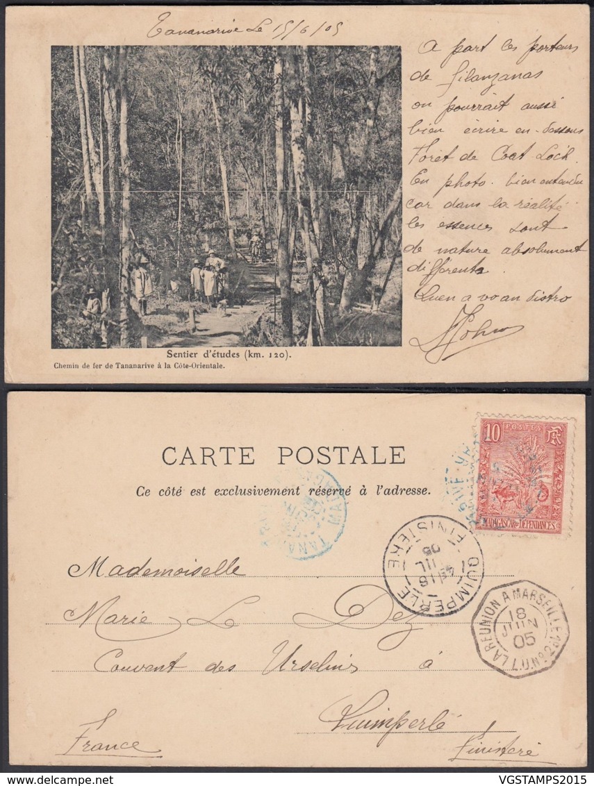 Madagasgar 1905- CP Voyagée  "Sentier D'études - Chemin De Fer Tananarive "(6G) DC1040 - Madagascar