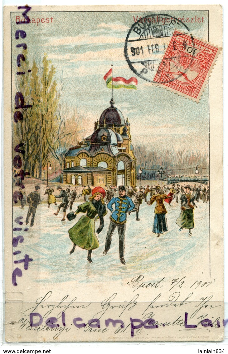 -  Hongrie - Budapest, Place, Patins à Glace, épaisse, Précurseur, 1901, écrite, TBE, Scans. - Ungarn