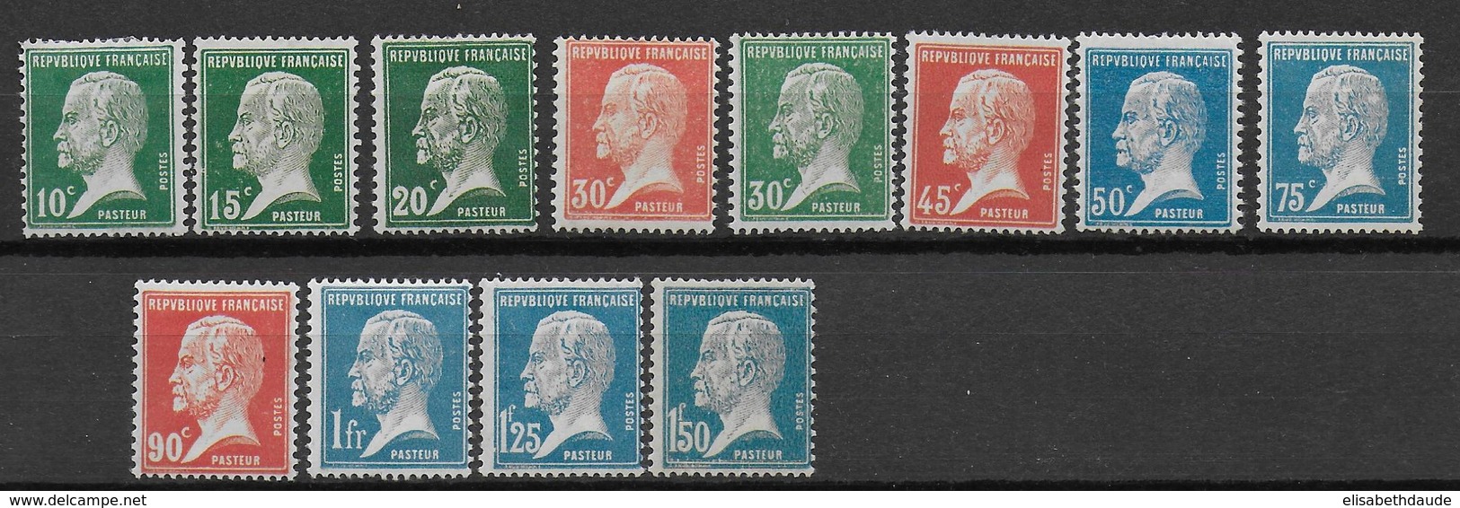 1923 - PASTEUR - YVERT N° 170/181 * MLH (CHARNIERE LEGERE) - COTE = 95 EUR. - 1922-26 Pasteur