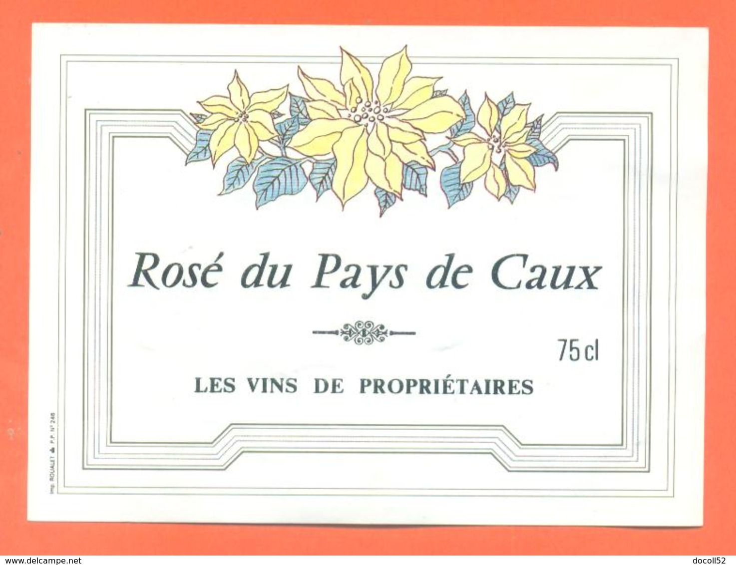 étiquette Vin Du Pays De Caux Rosé  - 75 Cl - Flores