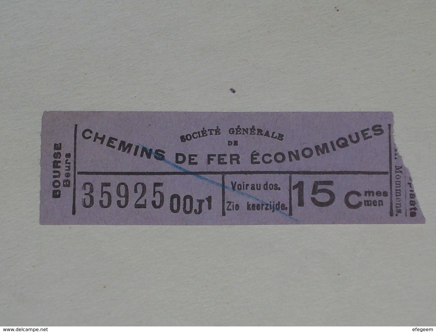 Ancien Ticket Tramway, Bruxelles Belgique. Chemins De Fer économiques.Ticket Autobus,Train, Metro. - Europe