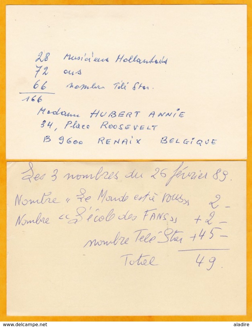 1989 - Lot De 2 CP  Entiers Avec Complément D'affranchissement Pour La France - 1 En Français, L'autre En Flamand - Cartes Postales 1951-..