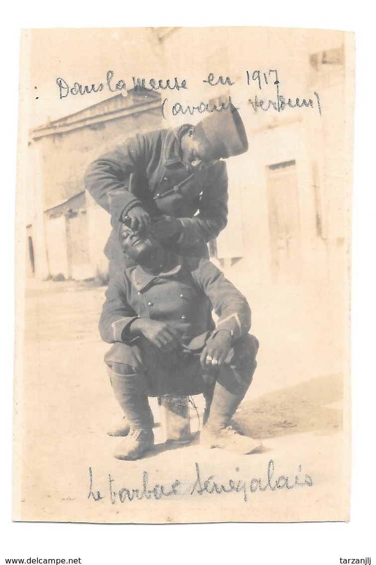 Photographie Guerre 1914 1918  Dans La Meuse En 1917 (Avant Verdun) Barbier Sénégalais - Documents
