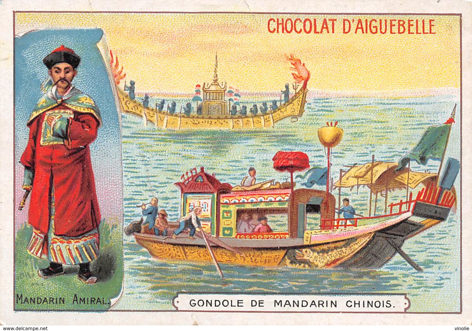 PIE-RO-18-7529 : EDITION CHOCOLAT D'AIGUEBELLE. GONDOLE DE MANDARIN CHINOIS. MADARIN AMIRAL. CHINE. - Aiguebelle