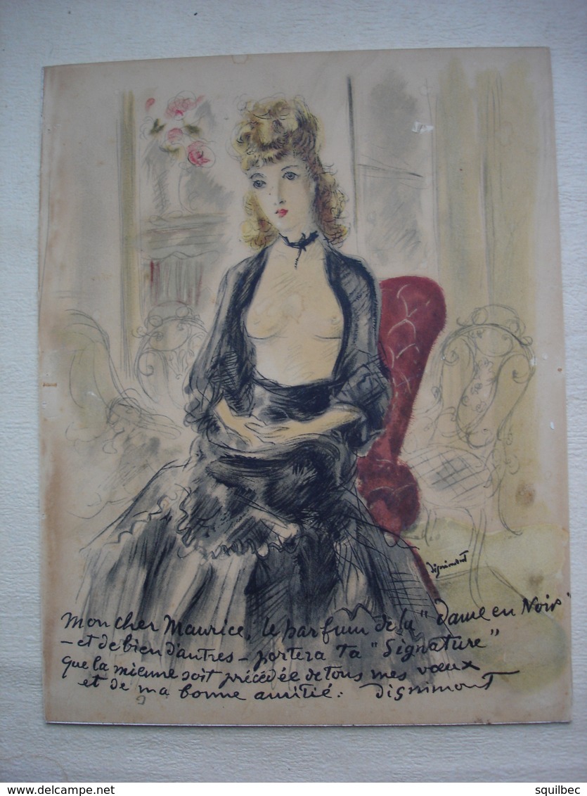 DIGNIMONT Femme Aux Seins Dénudés Aquarelle Gouachée Double Signature+ Dédicace - Radierungen