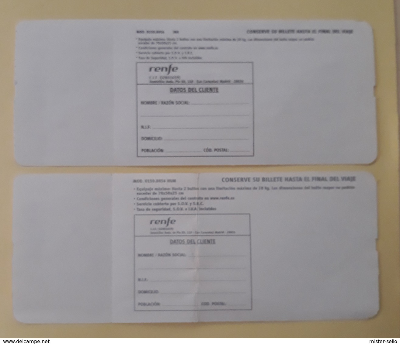 2012 RENFE ESPAÑA. 2 TICKET INTERCITY + AVE. - Europa