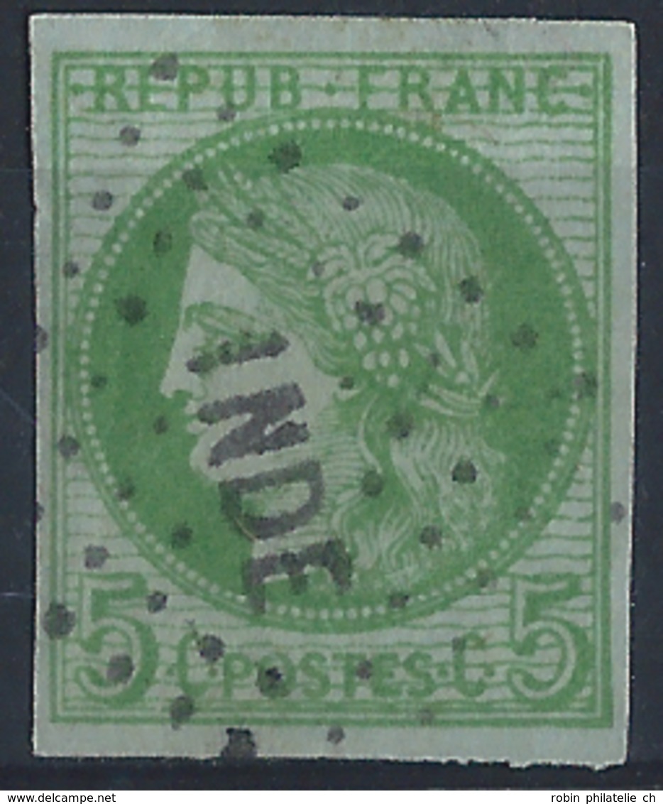 Colonies Générales Postes N° 17 5c Cérès Vert Sur Azuré Oblitéré Losange Inde TB Qualité: Obl Cote: 60 € - Cérès