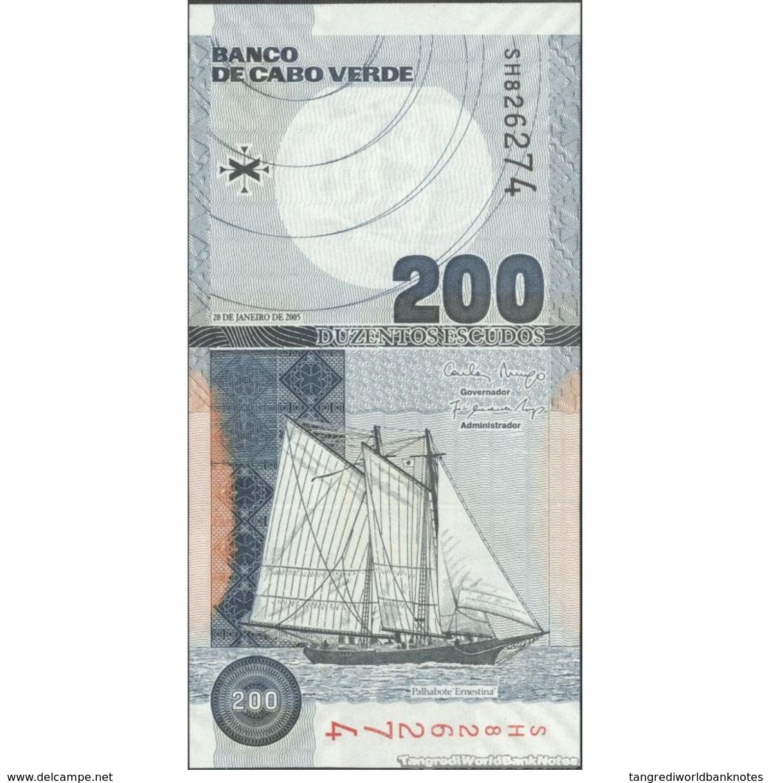 TWN - CAPE VERDE 68a - 200 Escudos 20.1.2005 Prefix SH UNC - Cap Vert