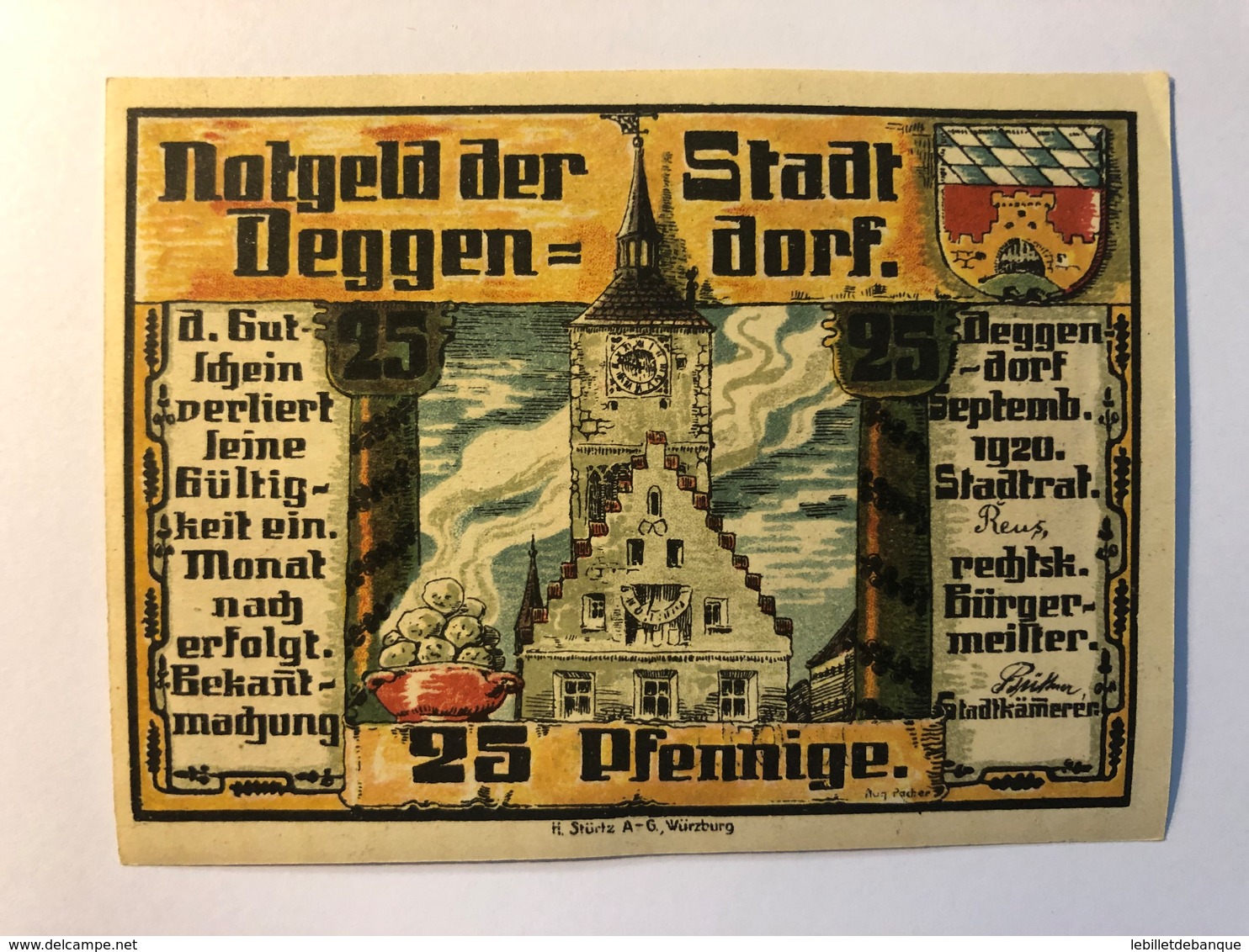 Allemagne Notgeld Allemagne Deggendorf 25 Pfennig - Collections