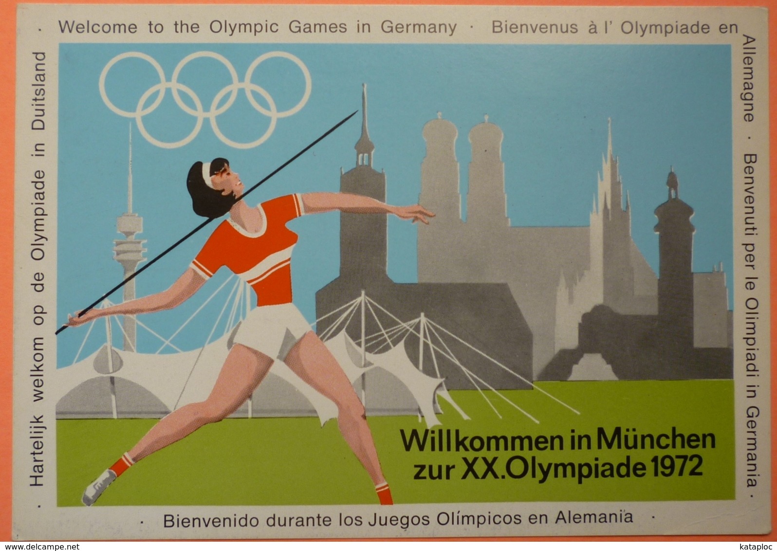 CARTE WILLKOMMEN IN MUNCHEN OLYMPIADE 1972 - JEUX OLYMPIQUES 1972 MUNICH - SCAN RECTO/VERSO -11 - Jeux Olympiques