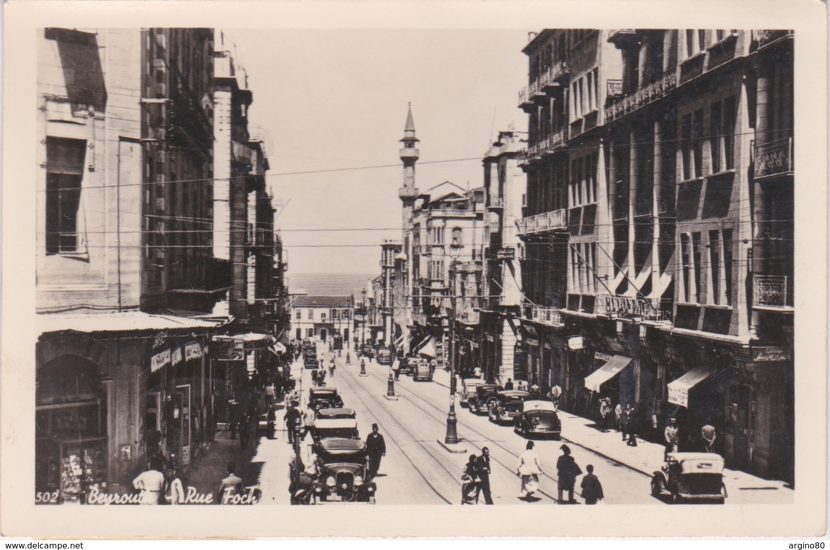 LIBAN LEBANON 1939 CPA POSTCARD PAR AVION BEYROUTH - RUE FICH + EHDEN TAXEE PALESTINE FISCAL - Lettres & Documents