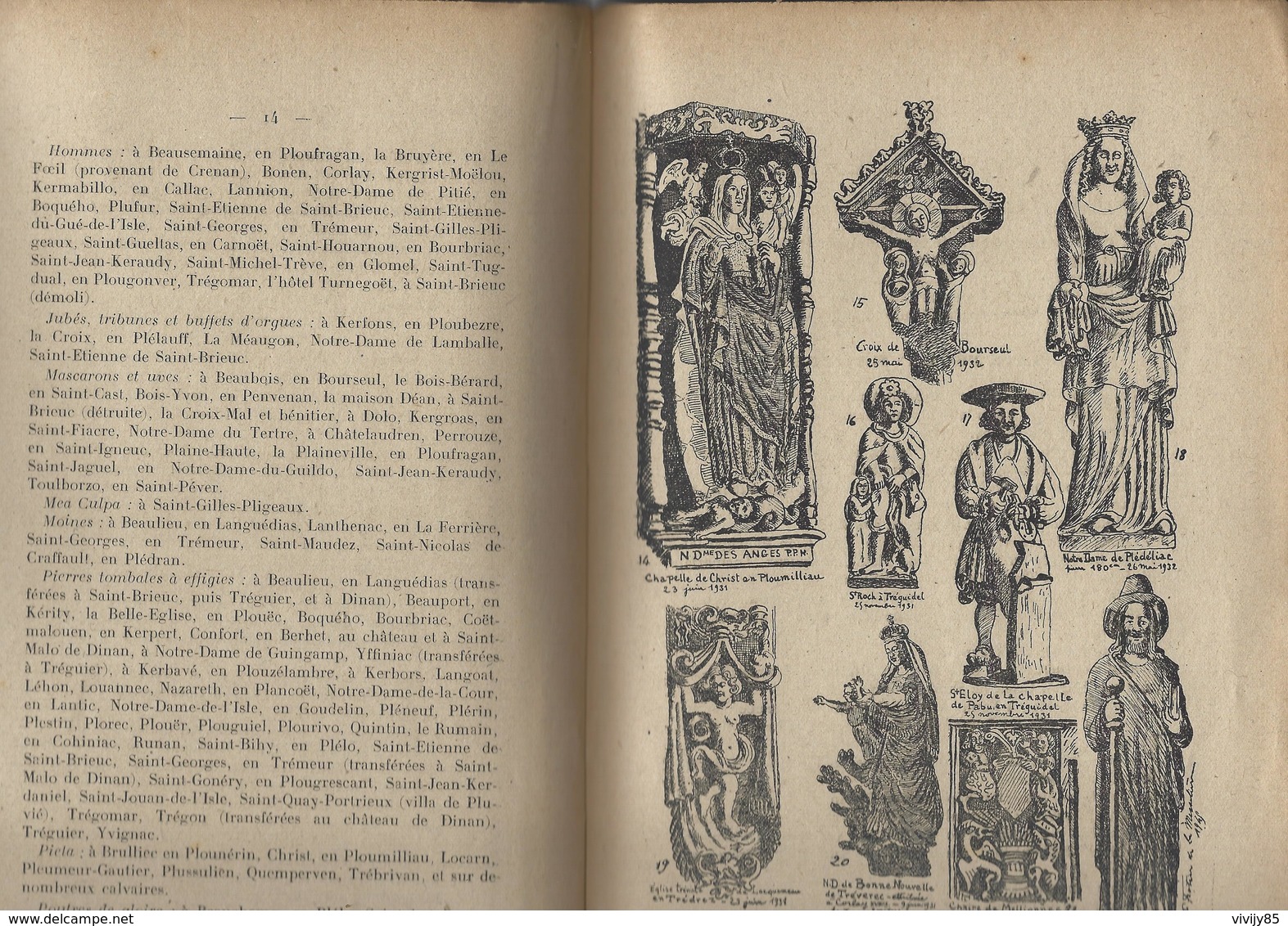 Livre De 19 Pages " La Statuaire Ancienne Dans Les COTES DU NORD " Par Le Vte Frotier De La Messelière  - 1945 - Bretagne