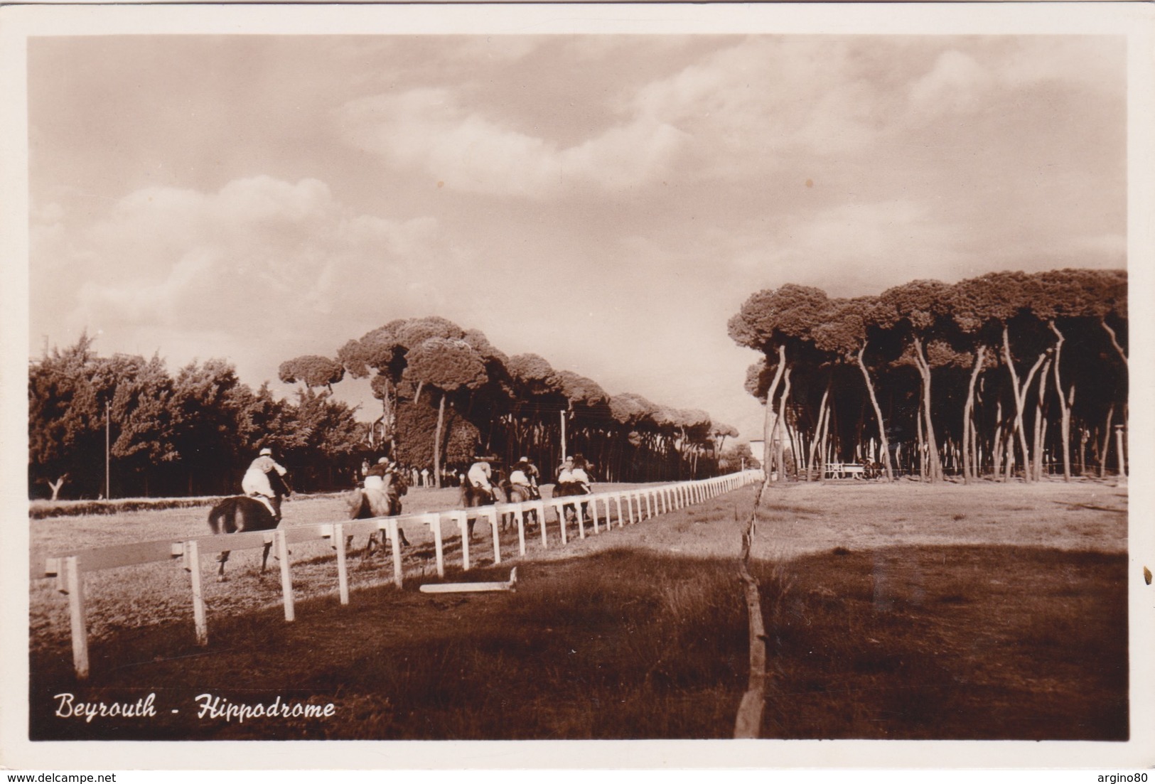 LIBAN LEBANON 1952 CARTE POSTALE BEYROUTH - HIPPODROME HORSES RACING COURSE - Lettres & Documents