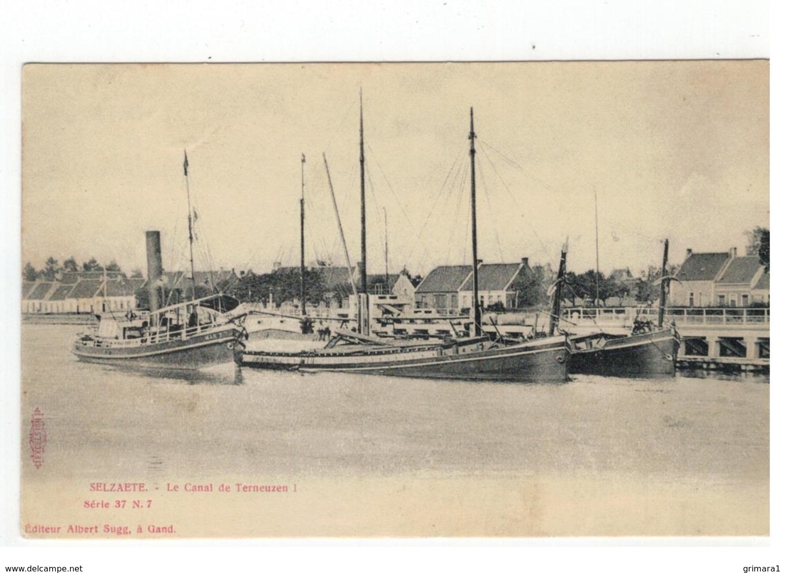 Zelzate Selzaete. - Le Canal De Terneuzen 1907 Edit.Albert Sugg, à Gand  Série 37 N. 7 - Zelzate