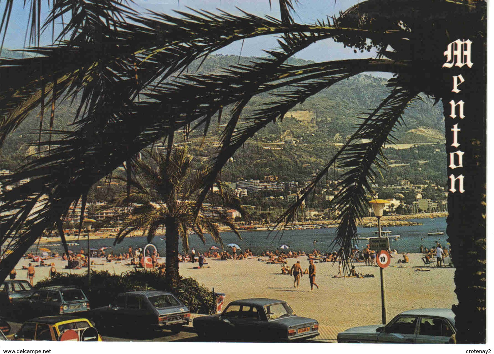 06 Menton N°958 Promenade Plage Palmiers Citroën GS Break Renault R16 R5 Peugeot 304 Et 504 Break En 1982 - Menton