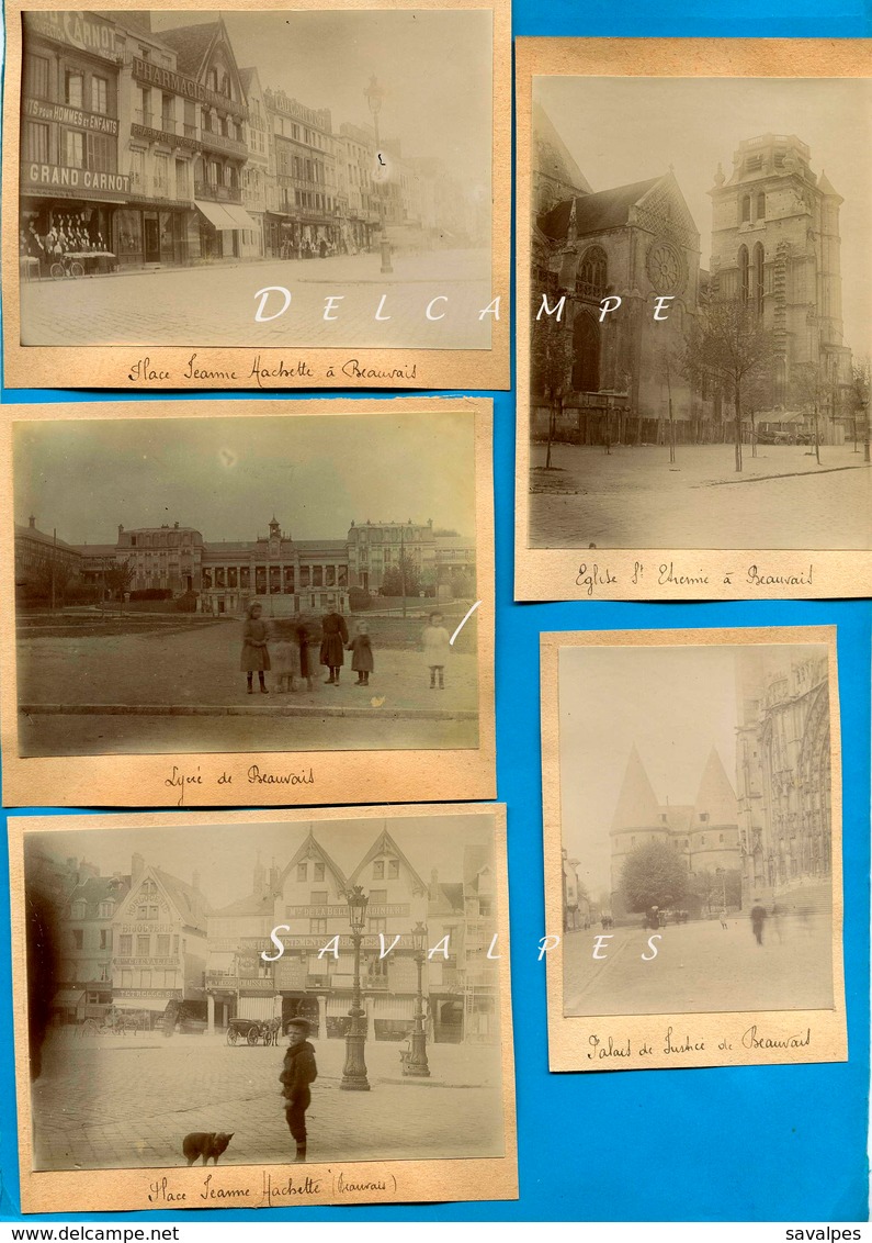 Oise 1901 * Beauvais, Place Jeanne Hachette, Lycée, église St Etienne, Palais De Justice * 5 Photos - Voir Scans - Places
