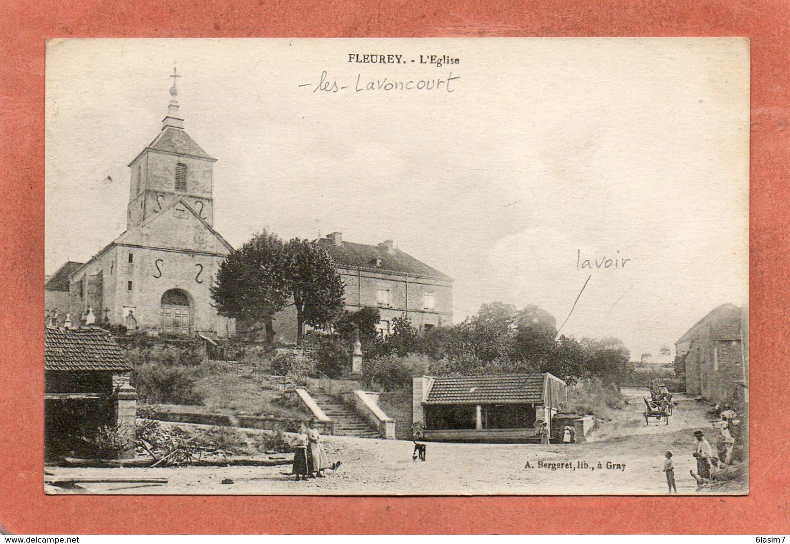 CPA - FLEUREY-les-LAVONCOURT (70) - Aspect Du Quartier De L'Eglise Et Du Lavoir Dans Les Années 20 - Autres & Non Classés