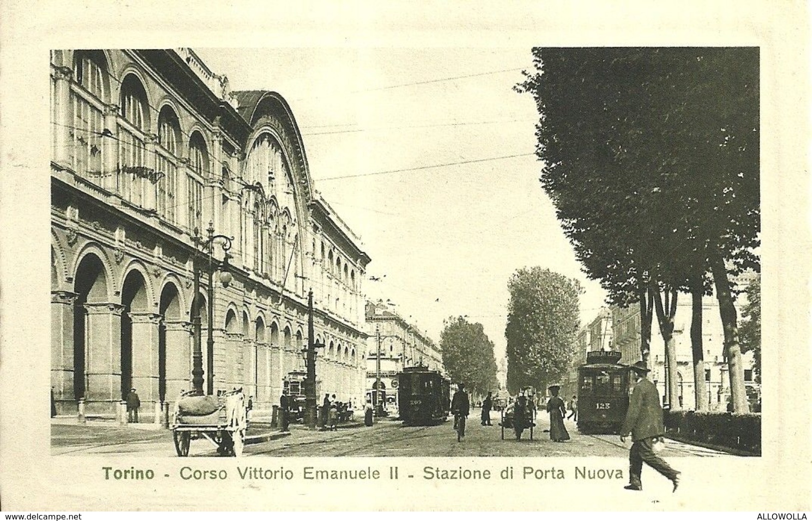 1950 " TORINO-C.SO V. EMANUELE II-STAZIONE PORTA NUOVA-TRAM-CARRETTI " CARTOLINA POSTALE ORIGINALE NON SPEDITA - Stazione Porta Nuova