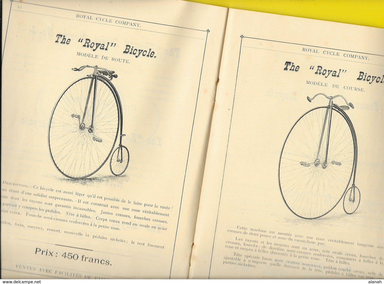 Catalogue 1887 The ROYAL CYCLE Cy Bordeaux Larroque 16 Pages + Couverture Format 19 X 24cm Env. - Cyclisme