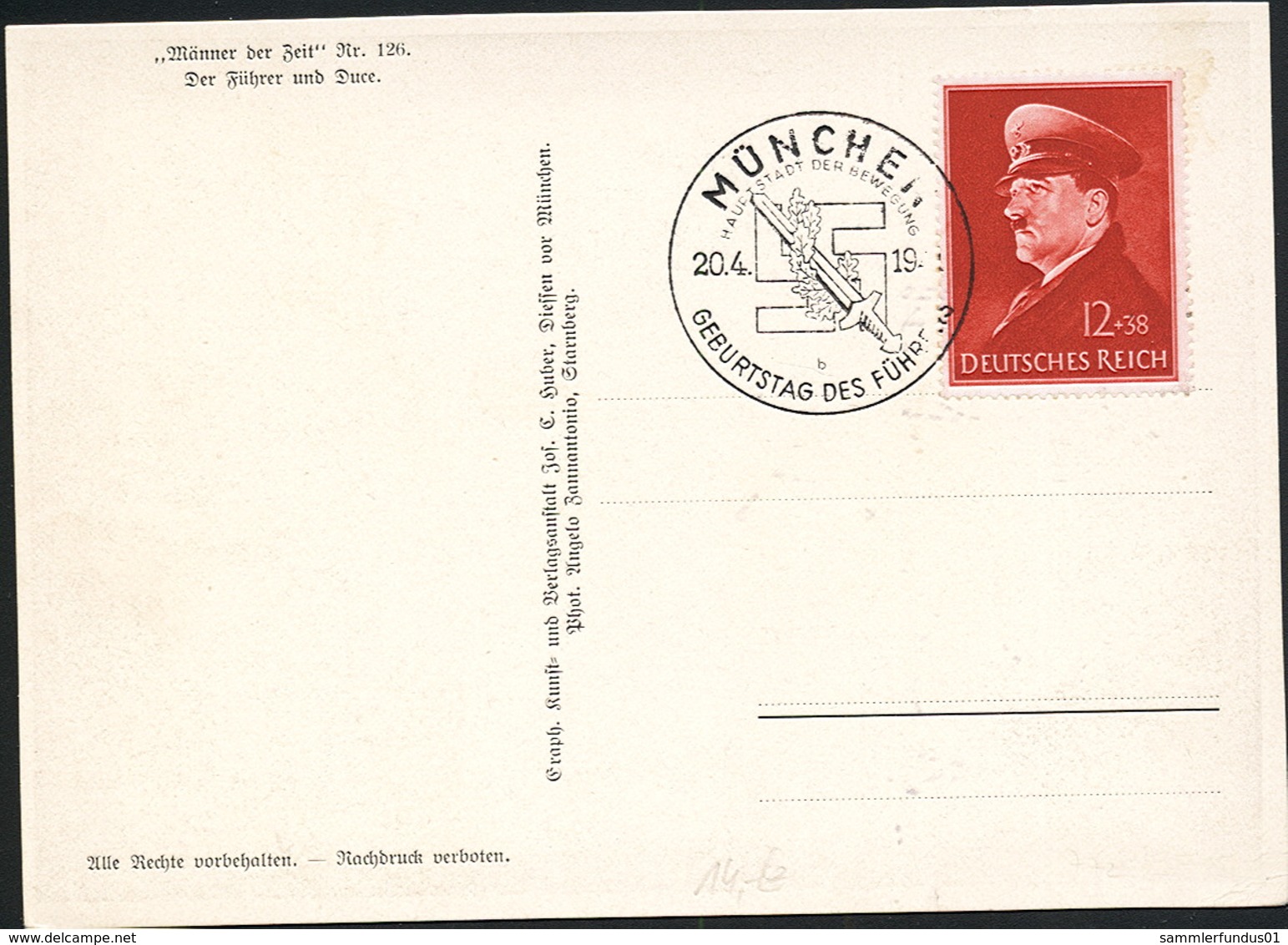 AK/CP Hitler Mussolini  Duce  Propaganda  Nazi  Ungel/uncirc. 1941    Erhaltung/Cond. 2-  Nr. 00573 - Guerra 1939-45