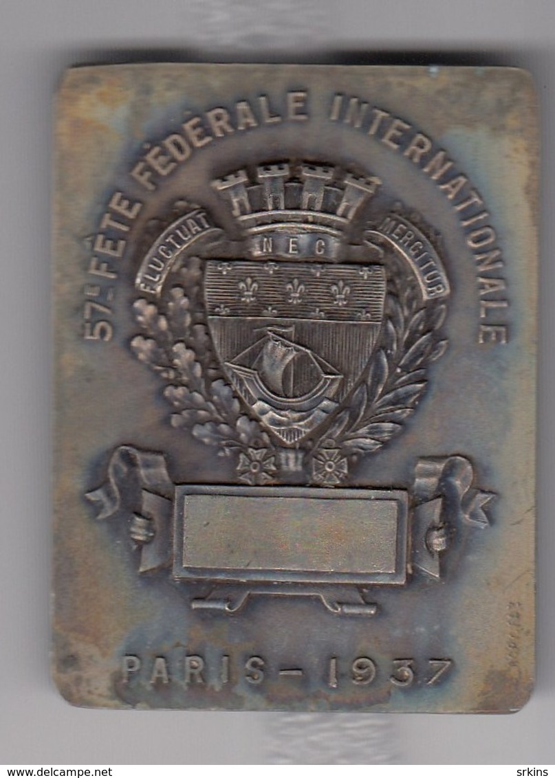 Gymnastic Plaque Paris 1937 France - 57 FETE Federale Internationale - Gymnastique