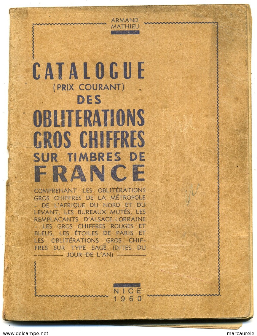France Catalogue Oblitérations Gros Chiffres Sur Timbres  Mathieu  1960 - Cancellations