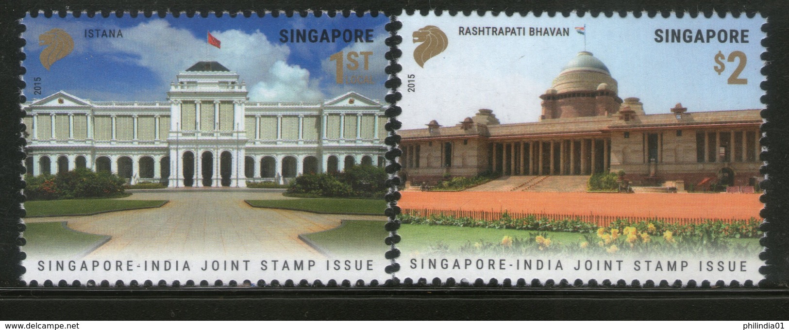 Singapore 2015 President Houses Joints Issue With India Architecture 2v MNH # 111 - Emissions Communes