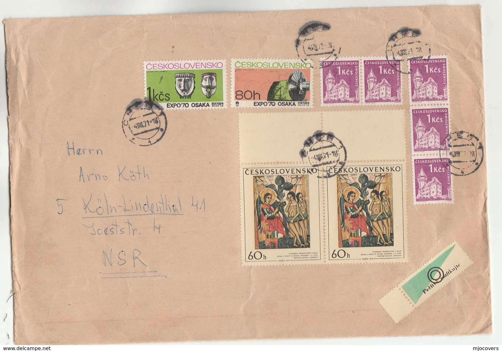 1970 CZECHOSLOVAKIA COVER Multi OSAKA EXPO , CASTLE,  ART RELIGION Stamps - Covers & Documents